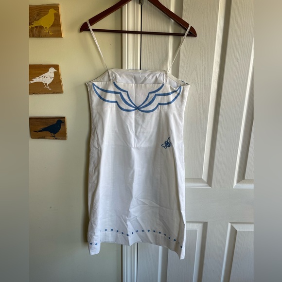 Lily Pulitzer - white and blue strapless dress - bee detail - Picture 2 of 3